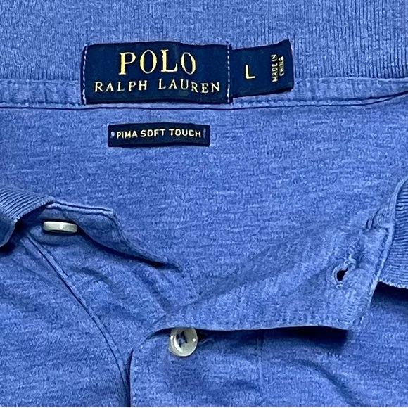 Large Polo Ralph Lauren Pima Cotton Blue Collar Shirt Excellent Condition - Picture 5 of 5